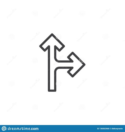 Straight And Right Arrow Line Icon Stock Vector ...